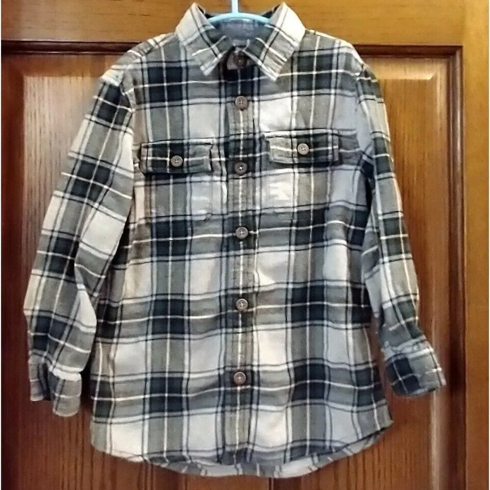 Gymboree Boys Green Plaid Flannel Shirt Small